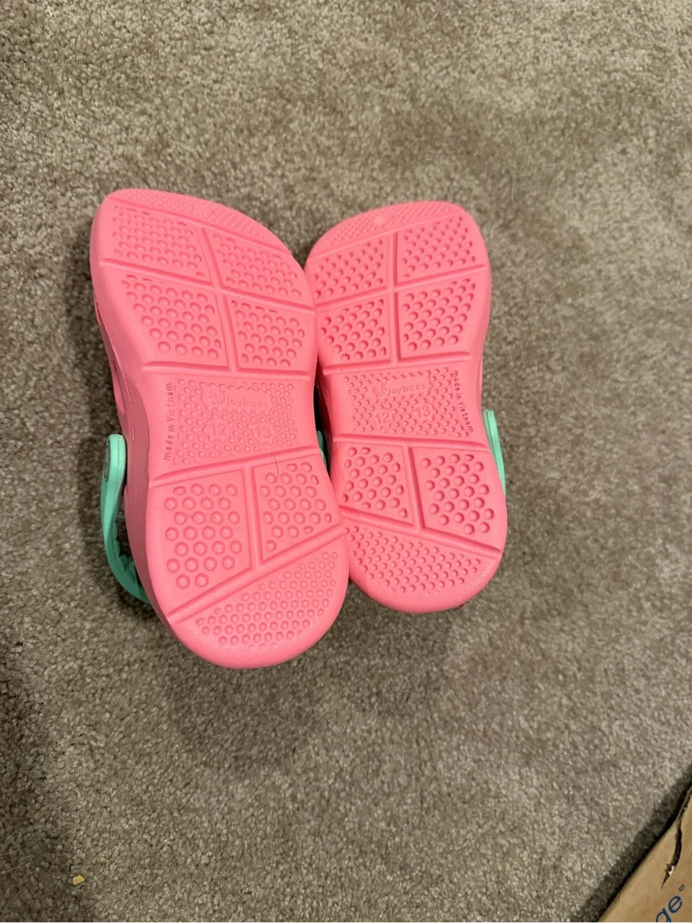 Joybees Kids Pink & Mint Lightweight Clogs Water Shoes Size 12/13 NWOT
